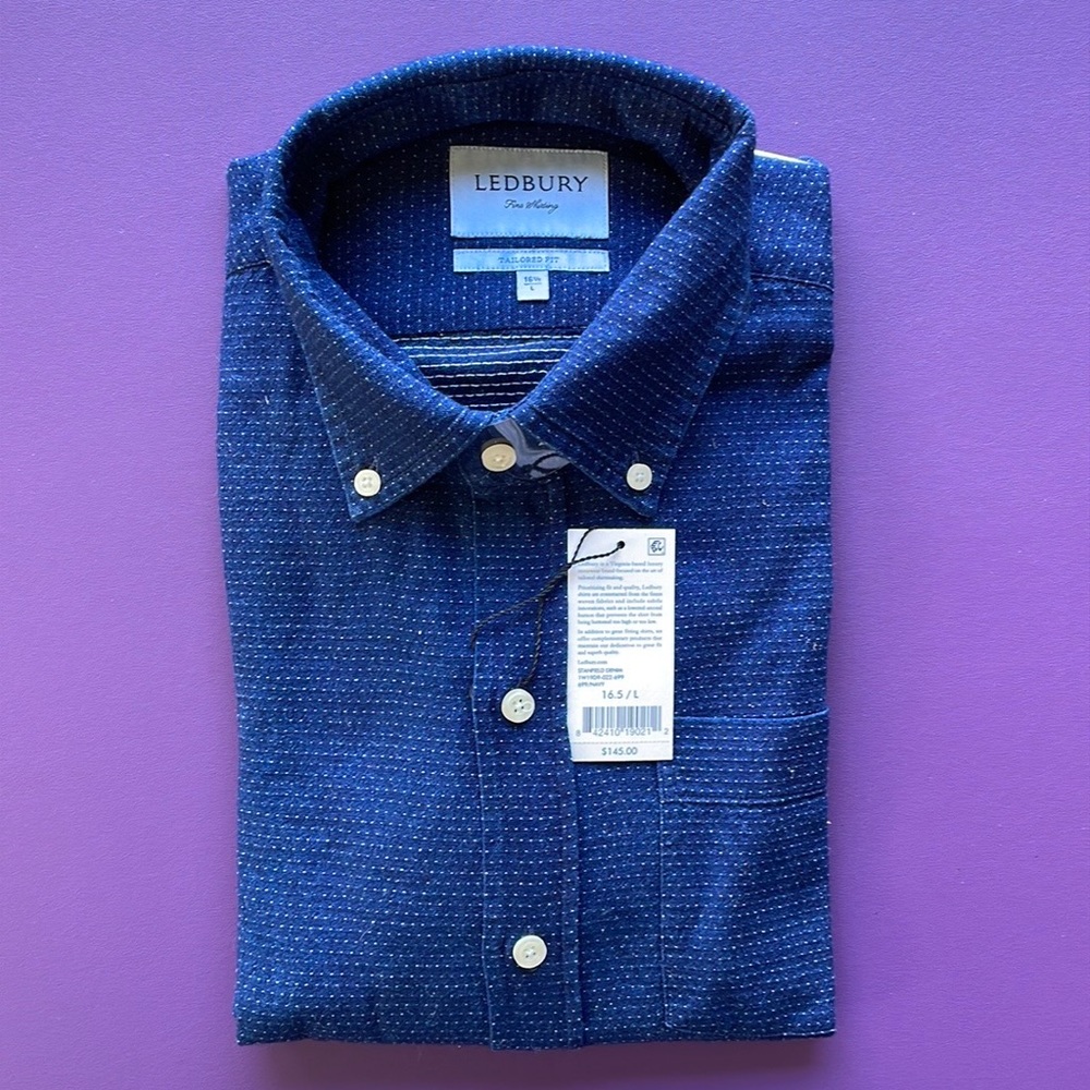Ledbury tailored “Stanfield Denim” button down shirt